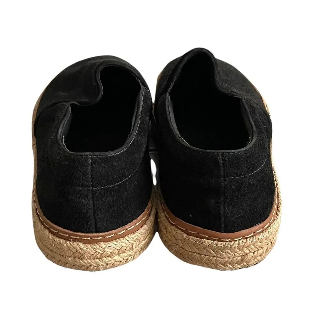 SCHUTZ Suede Slip On Suede Flat Espadrilles Black 38